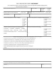 Document preview: Bullying Report Form - Secondary - Wisconsin