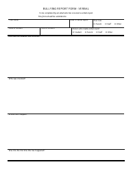 Document preview: Bullying Report Form - Verbal - Wisconsin