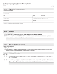 Form MV2090 Authorized Special Group License Plate Application - Wisconsin, Page 2