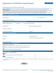 Document preview: Form 50-707 Appointment of Arbitrator Change Request - Texas