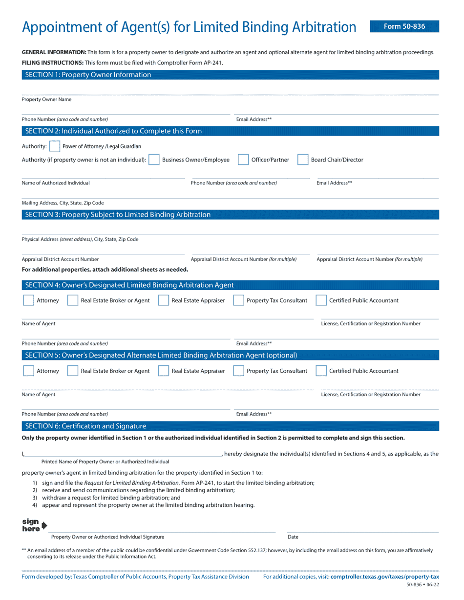 Form 50-836 - Fill Out, Sign Online and Download Fillable PDF, Texas ...