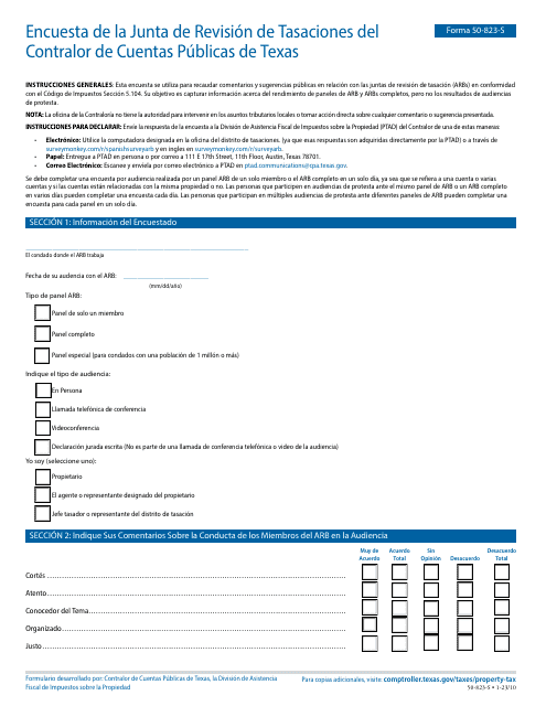 Formulario 50-823-S  Printable Pdf