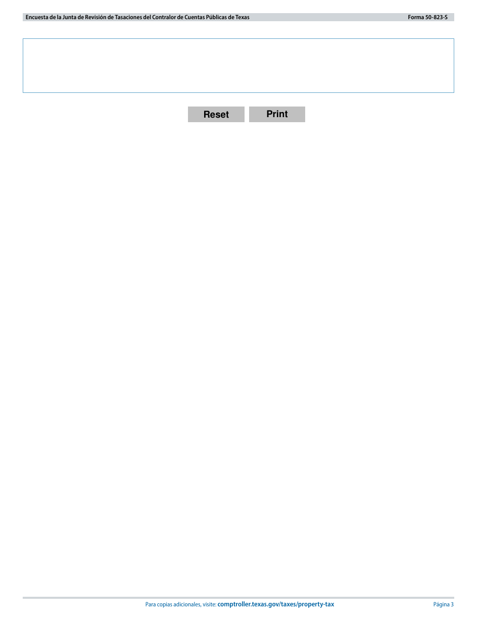 Formulario 50-823-S Encuesta De La Junta De Revision De Tasaciones Del Contralor De Cuentas Publicas De Texas - Texas (Spanish), Page 3