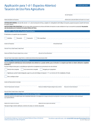 Formulario 50-129-S Applicacion Para 1-d-1 (Espacios-Abiertos) Tasacion De Uso Para Agricultura - Texas (Spanish)