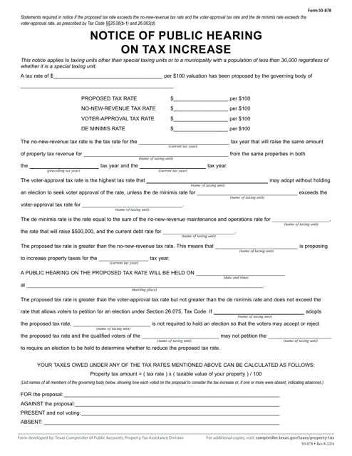 Form 50-878  Printable Pdf