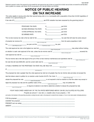 Form 50-887 Notice of Public Hearing on Tax Increase - Proposed Rate Does Not Exceed No-New-Revenue Tax Rate, but Exceeds Voter Approval Tax Rate, but Not De Minimis Rate - Texas