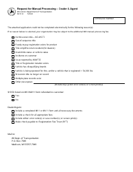Document preview: Form MV2132 Request for Manual Processing - Dealer & Agent - Wisconsin