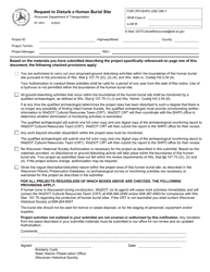 Form DT2551 Request to Disturb a Human Burial Site - Wisconsin, Page 2