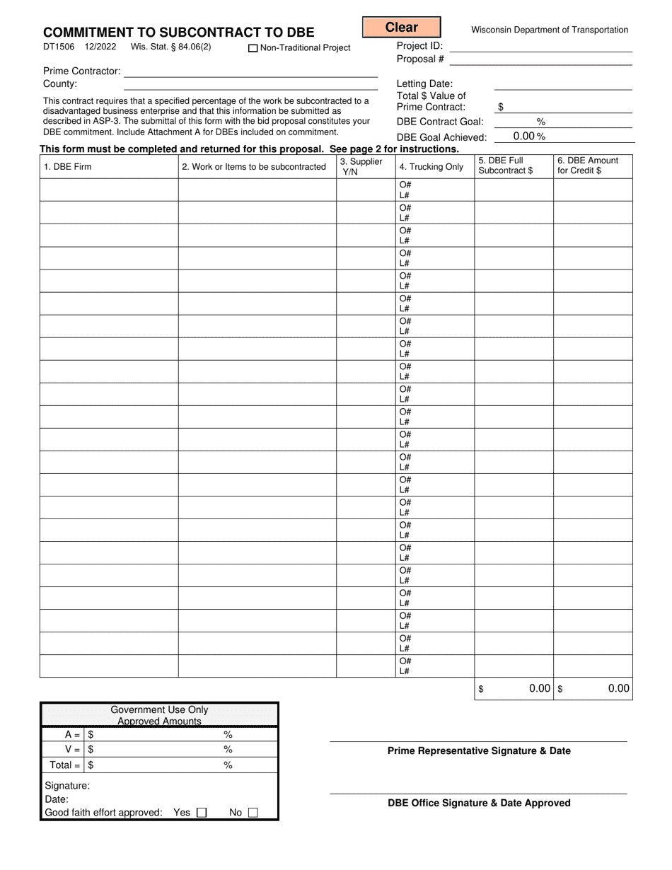 Form DT1506 Download Fillable PDF or Fill Online Commitment to ...