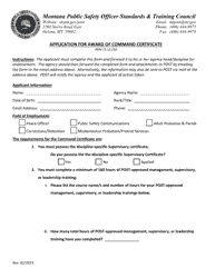 Document preview: Application for Award of Command Certificate - Montana