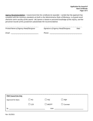 Application for Award of Basic Certificate - Montana, Page 2