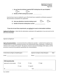 Application for Award of Intermediate Certificate - Montana, Page 2
