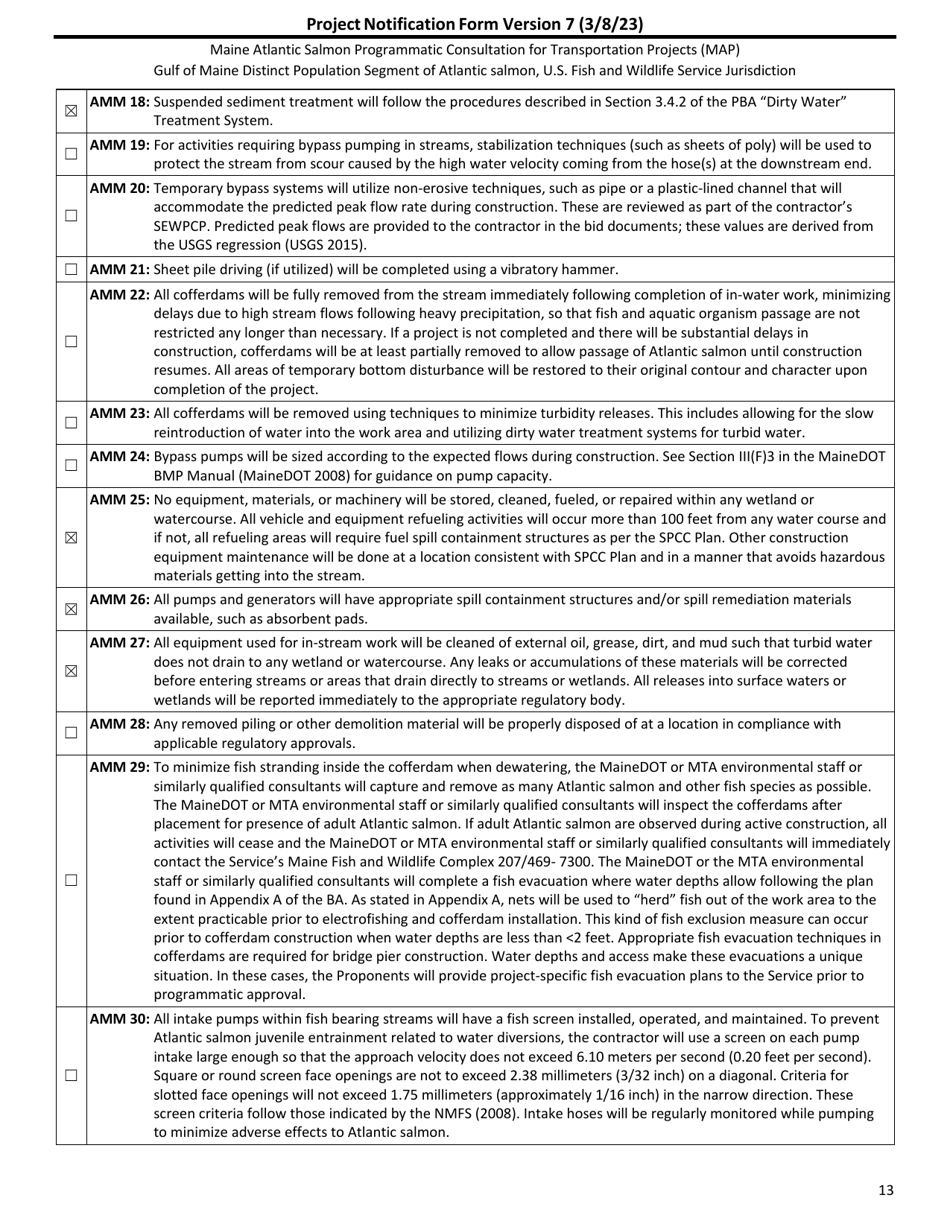 Project Notification Form - Maine, Page 13