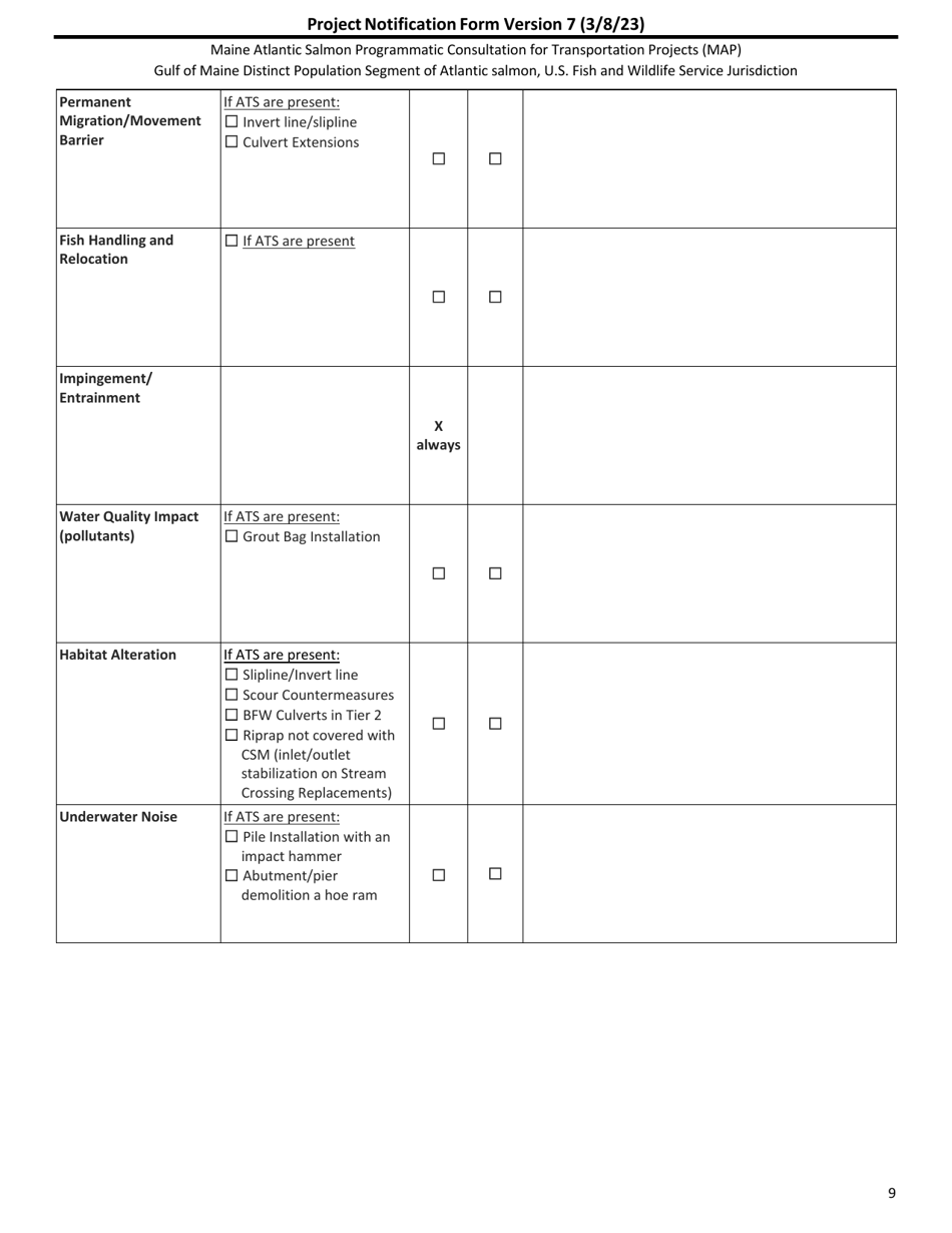 Project Notification Form - Maine, Page 9
