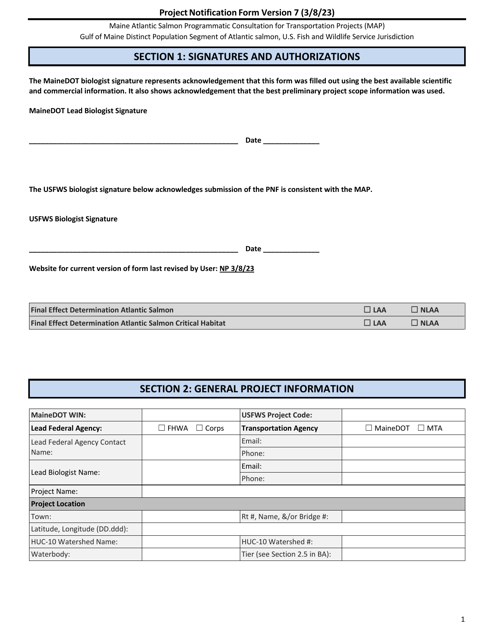 Project Notification Form - Maine Download Pdf