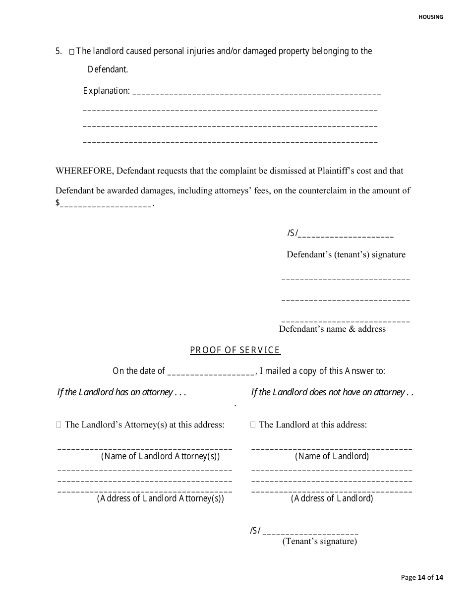 Franklin County, Ohio Eviction Counterclaim - Fill Out, Sign Online and ...