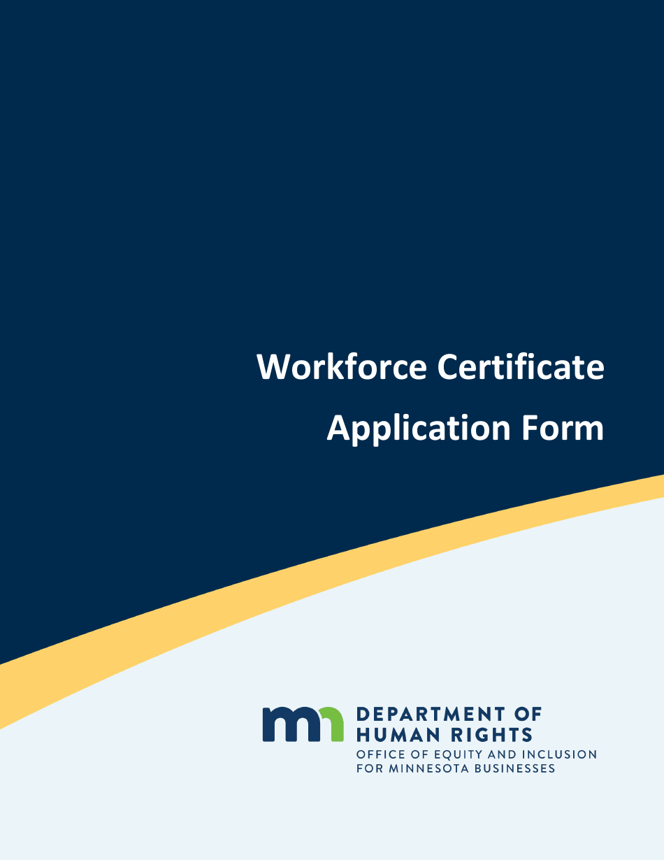 Workforce Certificate Application Form - Minnesota, Page 1