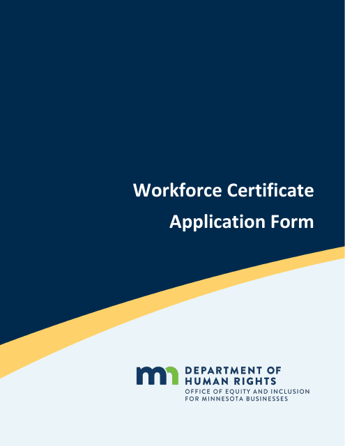 Workforce Certificate Application Form - Minnesota Download Pdf