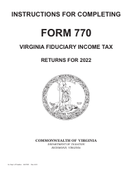 Instructions for Form 770 Virginia Fiduciary Income Tax Return - Virginia