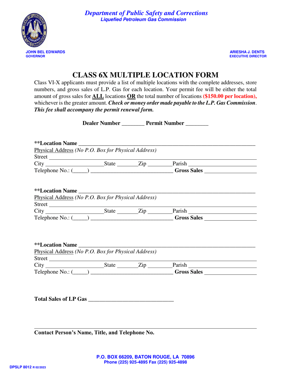 Form DPSLP8012 - Fill Out, Sign Online And Download Printable PDF ...