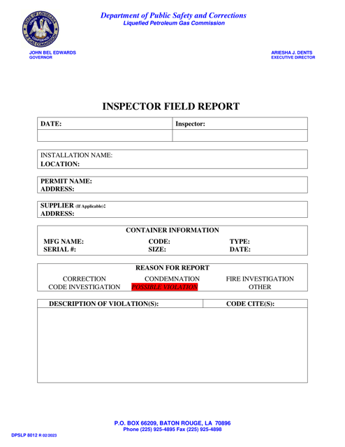 Form DPSLP8012  Printable Pdf