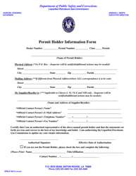 Document preview: Form DPSLP8012 Permit Holder Information Form - Louisiana
