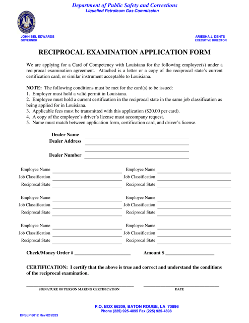 Form DPSLP8012  Printable Pdf