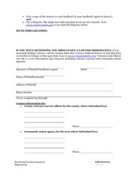 Residential Eviction Summons - Oregon, Page 2
