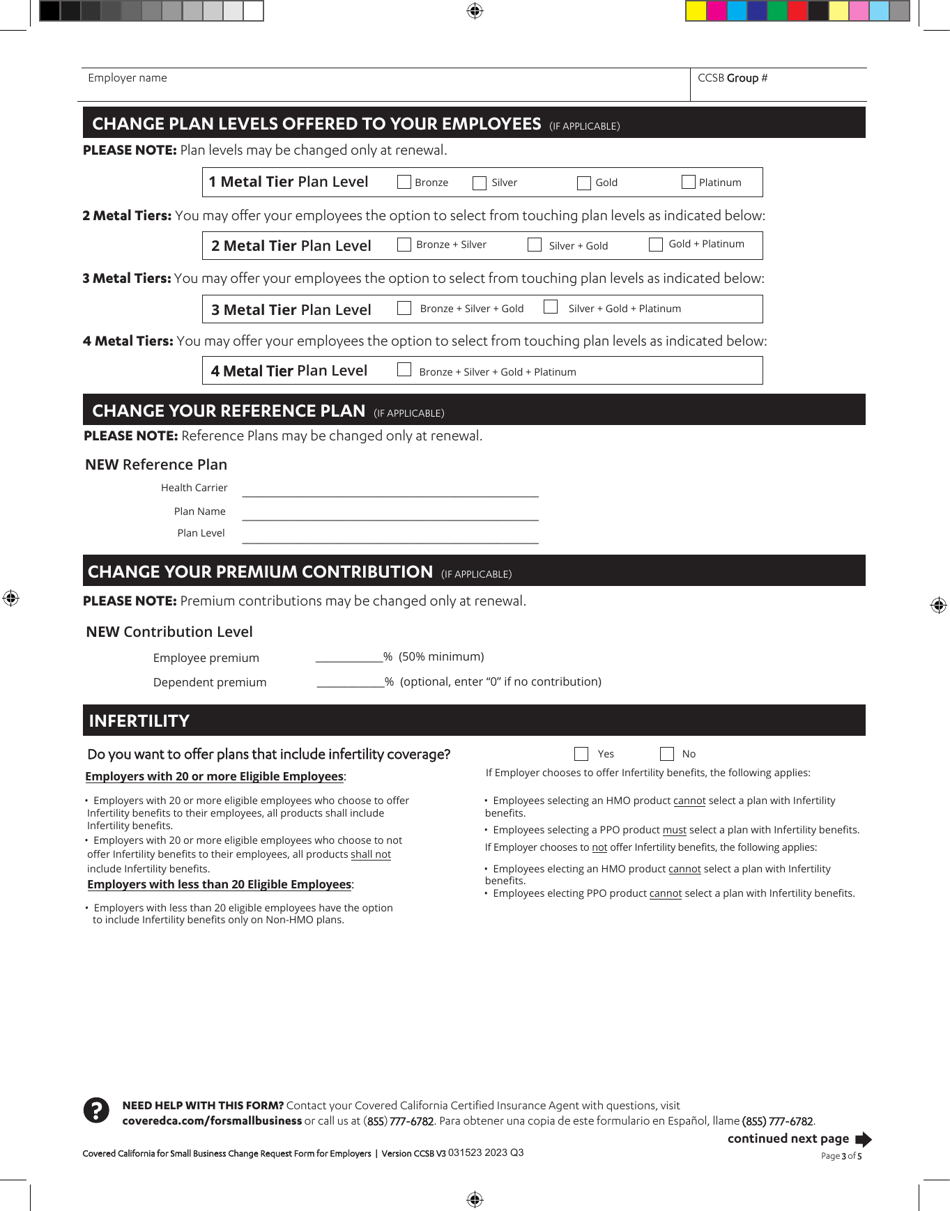 Change Request Form for Employers - California, Page 3