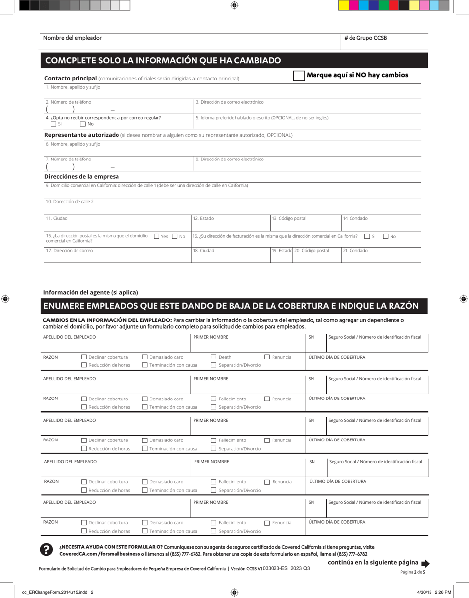 Formulario De Solicitud Para Empleadores - California (Spanish), Page 2