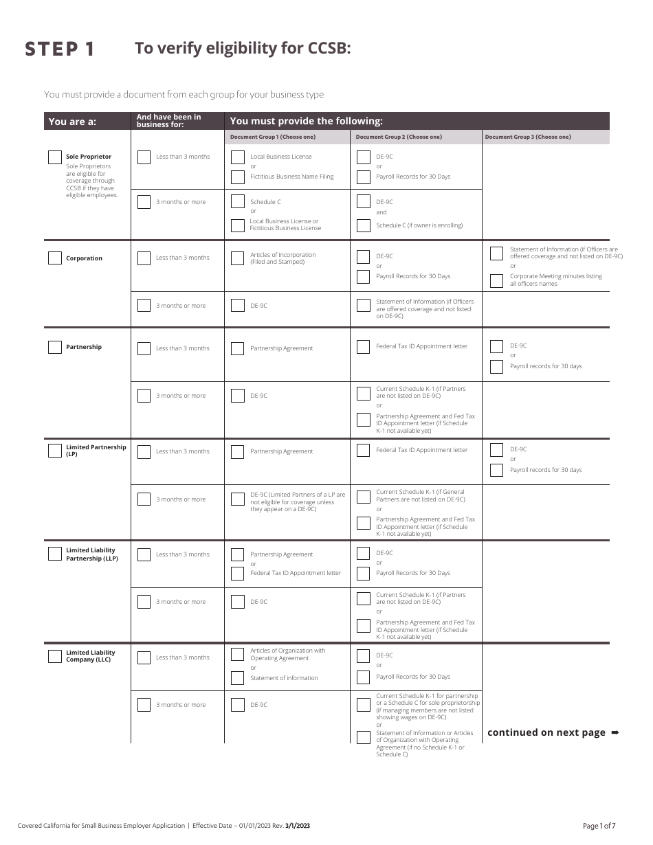 Covered California for Small Business (Ccsb) Enrollment Application for Employers - California, Page 2
