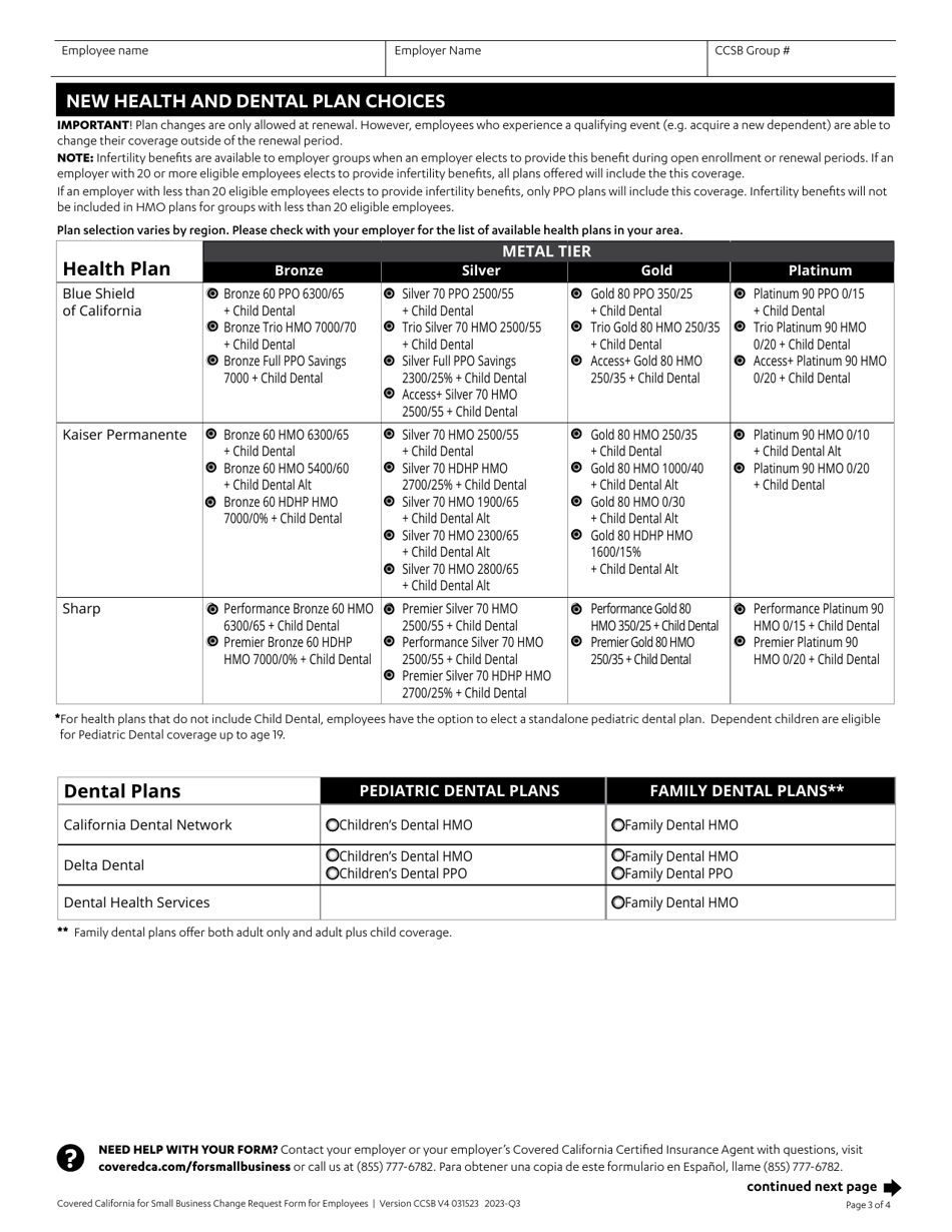 Change Request Form for Employees - California, Page 3