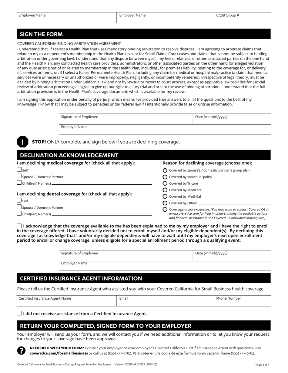 Change Request Form for Employees - California, Page 4