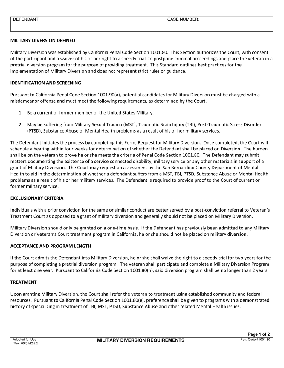 Form 13-20150-360 Request for Military Diversion; Advisal and Waiver of Rights - County of San Bernardino, California, Page 3