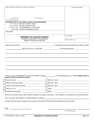 Document preview: Form 13-18124-360 Request to Vacate Packet - County of San Bernardino, California