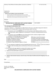 Document preview: Form 13-11300-360 Declaration Re: Compliance With Custody Orders (Custody/Visitation) - County of San Bernardino, California