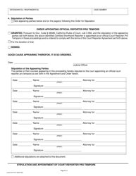 Form 13-18340-360 Stipulation and Order for Appointment of Official Reporter Pro Tempore - County of San Bernardino, California, Page 2