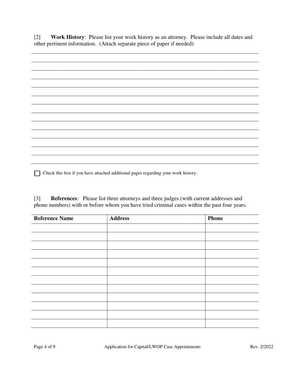 Application for Capital / Lwop Case Appointments - County of San Bernardino, California, Page 4
