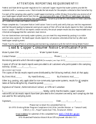 Document preview: Lead & Copper Consumer Notice Certification Form - Georgia (United States)