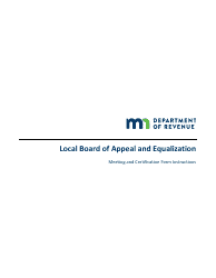 Local Board of Appeal and Equalization Meeting and Certification Form Instructions - Minnesota