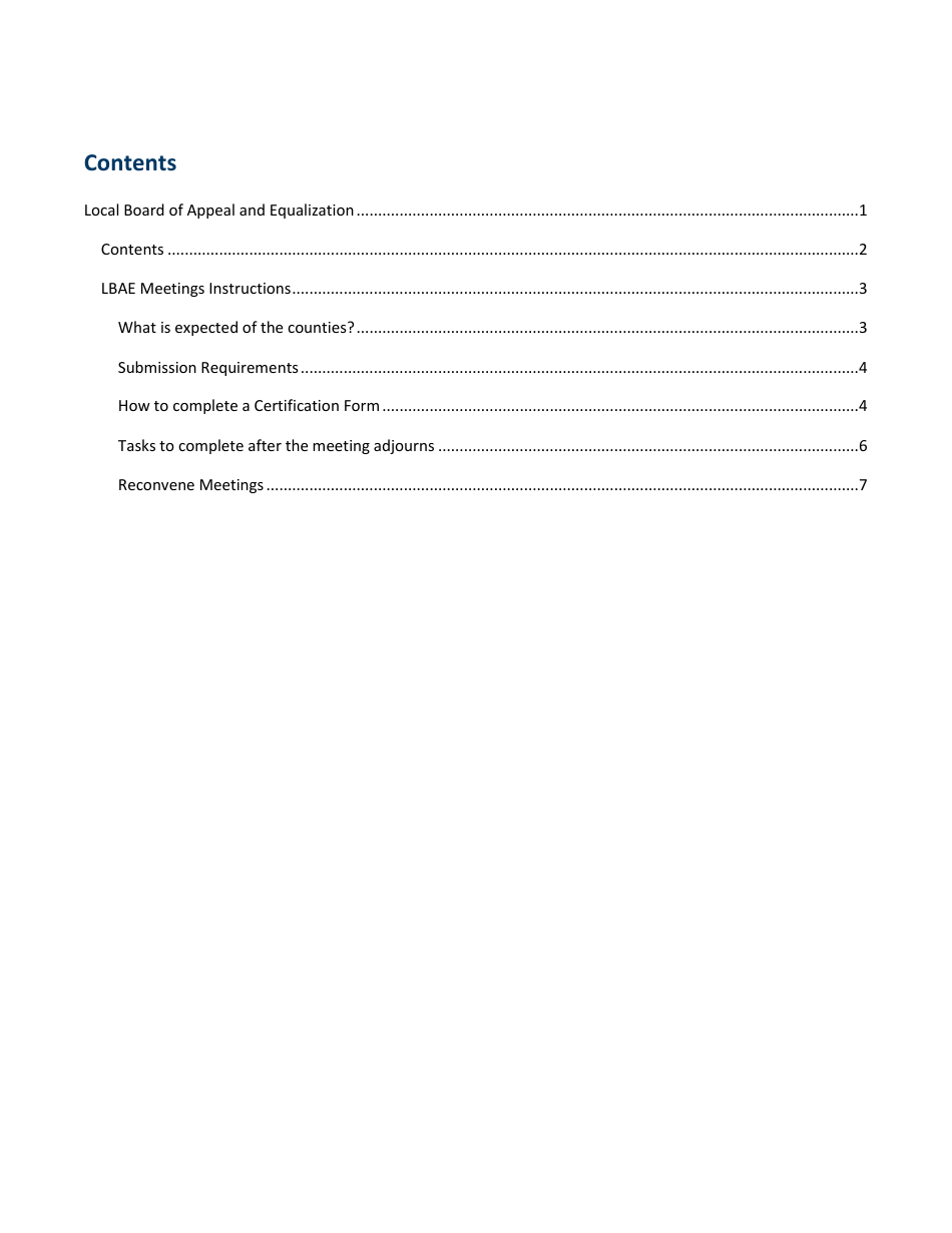 Local Board of Appeal and Equalization Meeting and Certification Form Instructions - Minnesota, Page 2