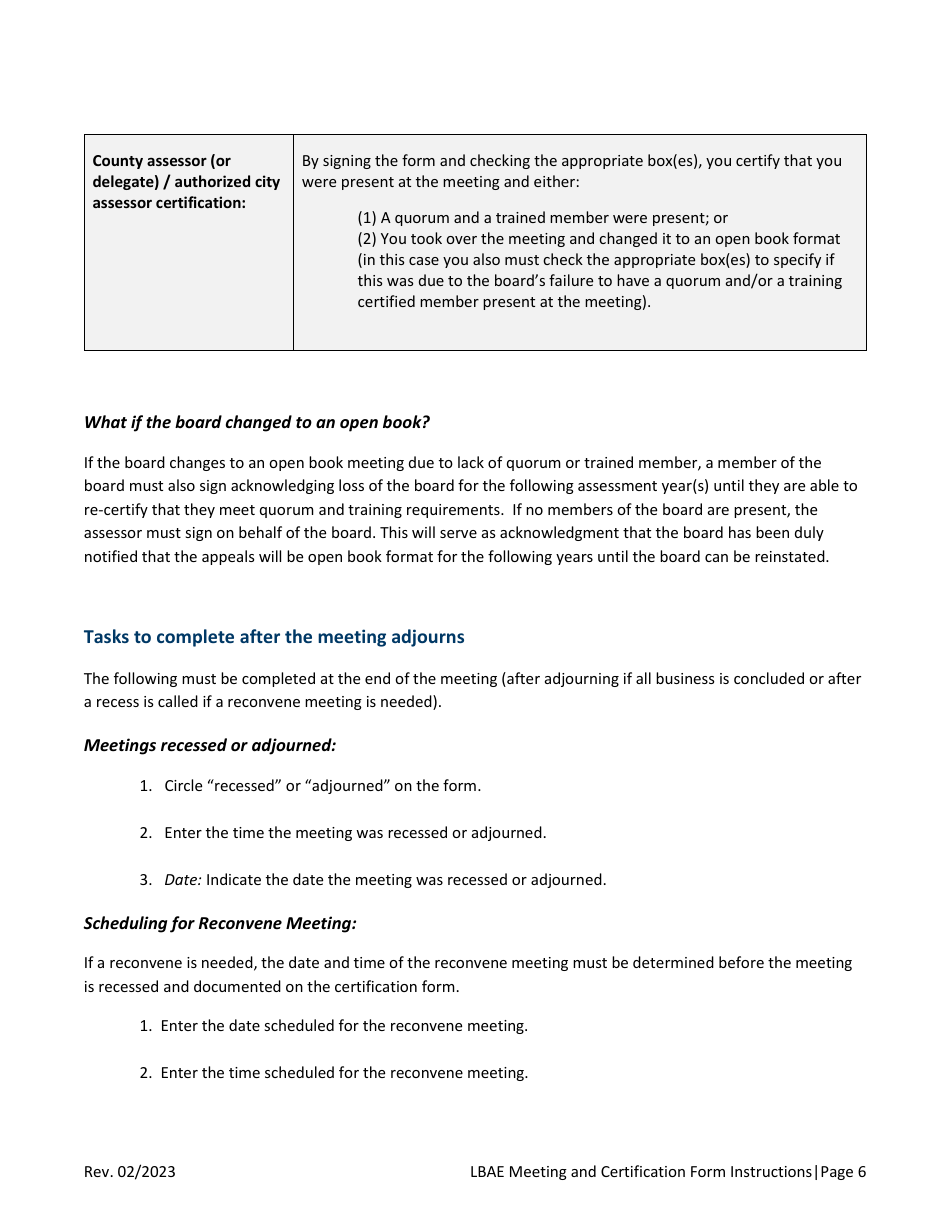 Local Board of Appeal and Equalization Meeting and Certification Form Instructions - Minnesota, Page 6