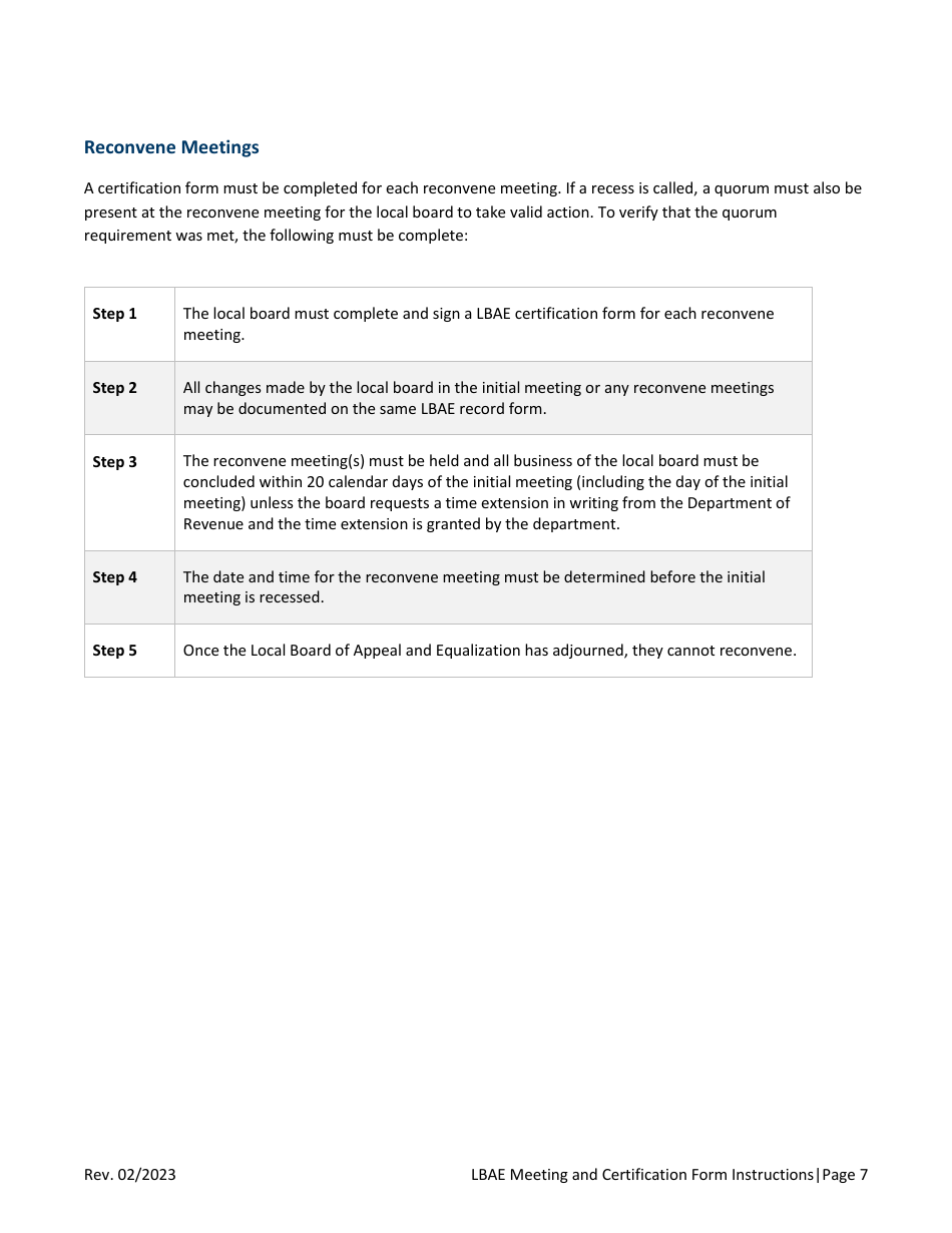 Local Board of Appeal and Equalization Meeting and Certification Form Instructions - Minnesota, Page 7