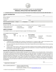 Document preview: Form 13-13565-360 Renewal Application for Temporary Judge - County of San Bernardino, California