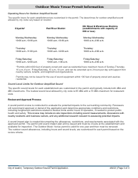 Temporary Outdoor Sound Permit Application - City of Austin, Texas, Page 3