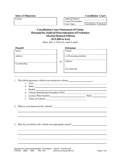 Form FOR102  Printable Pdf