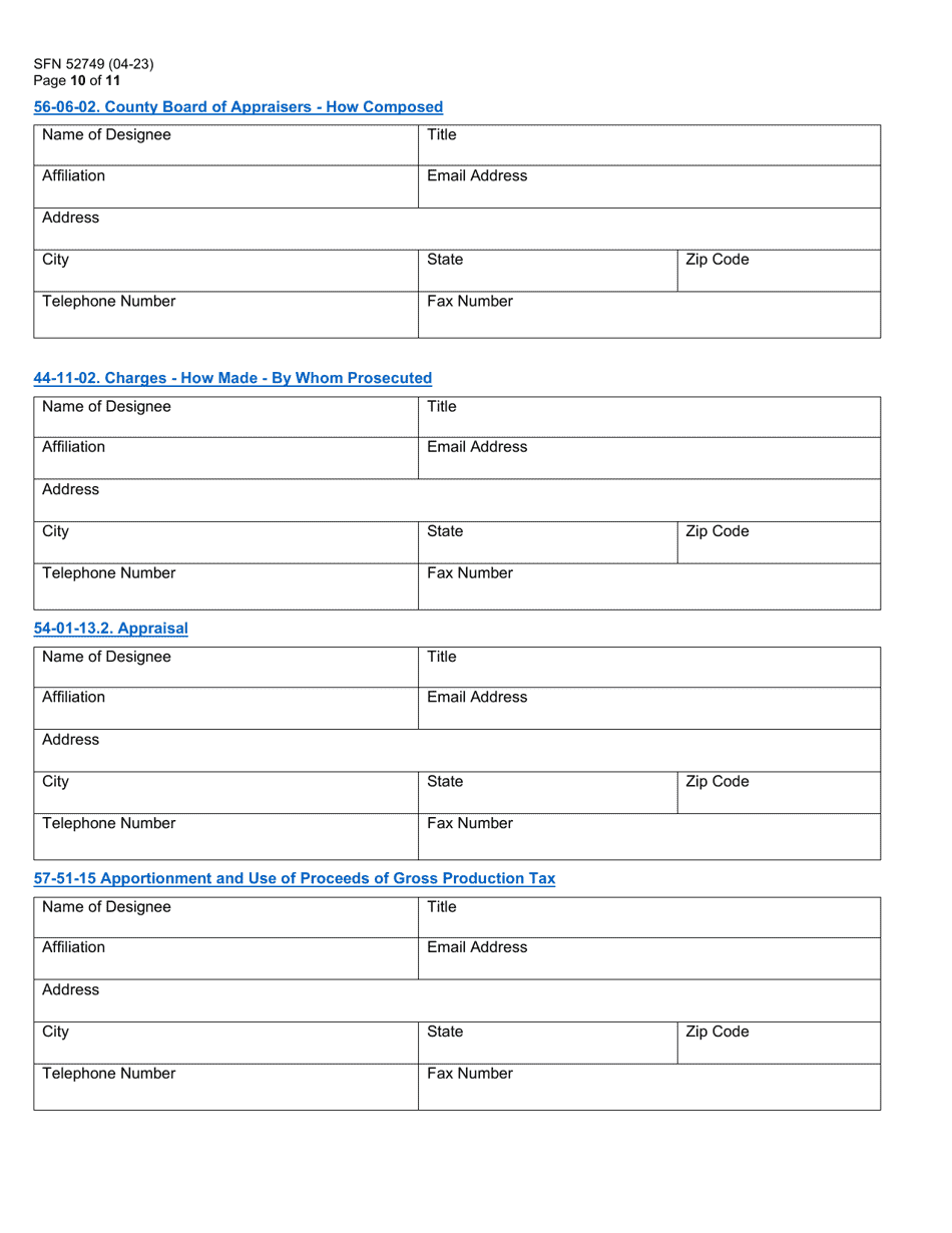 Form SFN52749 Assignment of Statutory Duties County Superintendent of Schools - North Dakota, Page 10