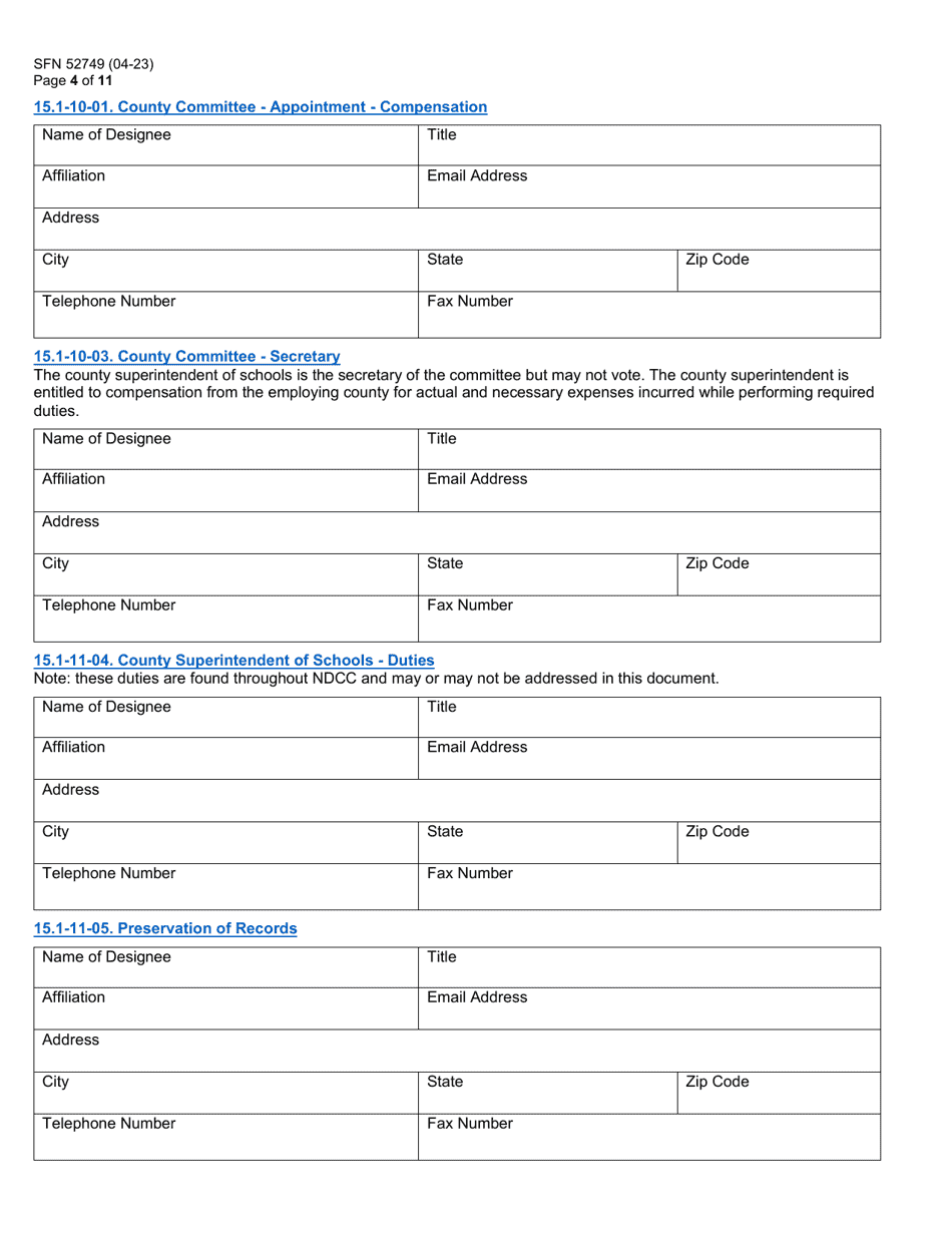 Form SFN52749 Assignment of Statutory Duties County Superintendent of Schools - North Dakota, Page 4