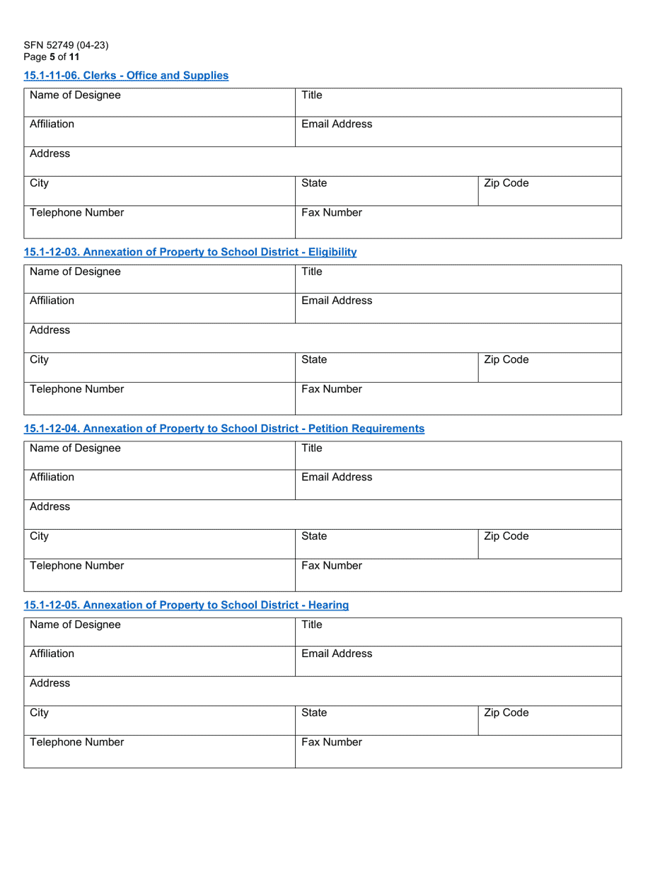 Form SFN52749 Assignment of Statutory Duties County Superintendent of Schools - North Dakota, Page 5