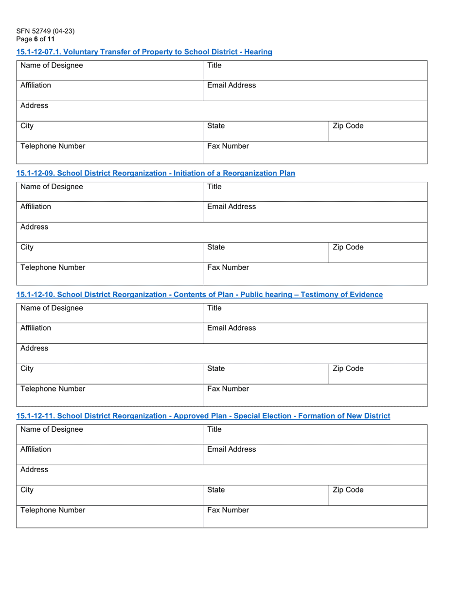 Form SFN52749 Assignment of Statutory Duties County Superintendent of Schools - North Dakota, Page 6